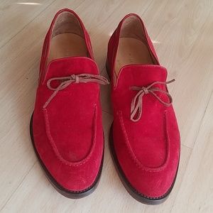 Men's Wall + Water red suede loafers